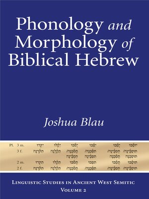 cover image of Phonology and Morphology of Biblical Hebrew